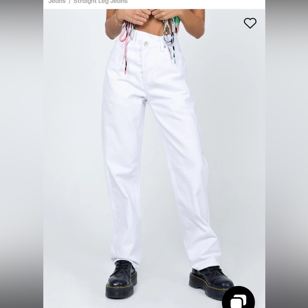 Holly Asymmetric Straight Leg Jean White
